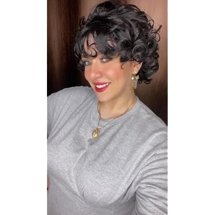 DILLARDS Luxury Black Curly Wig, Short Length Style with Natural Looking Waves, Heat Resistant Synthetic Hair for Cosplay and Daily Wear - Image 3